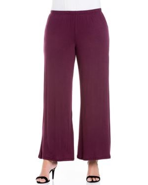 24seven Comfort Apparel Plus Size Elastic Waist Flared Leg Palazzo Pants - Blue