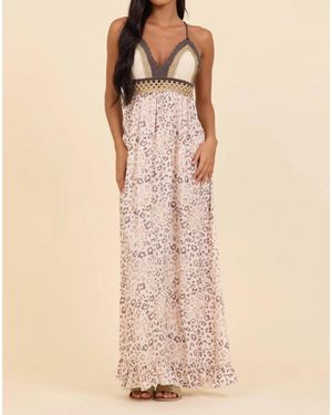 Vintage Havana Leopard Crochet Maxi Dress - Natural