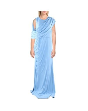 Halston Casi Draped Formal Evening Dress - Blue