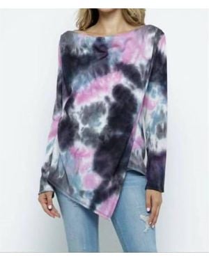 Elli Cowl Asymmetric Tie Dye Top - Blue