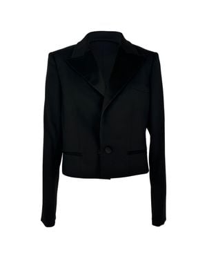 Oscar de la Renta Single-Breasted Cropped Blazer - Black