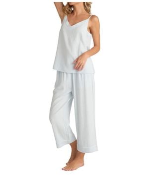 Faceplant Dreams Linen Blend Pj Tank Top - Blue