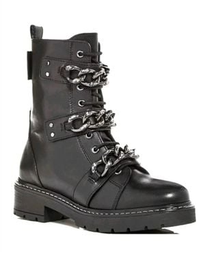 Kurt Geiger Storm Rhinestone Chains Combat Moto Boots - Black