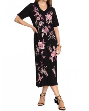 Johnny Was Rosalyn V-Neck Knit Dress - Black