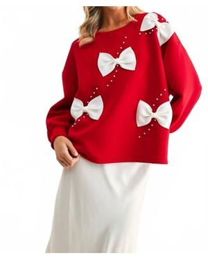 Joh Flora French Scuba Ribbon-Bow Top - Red