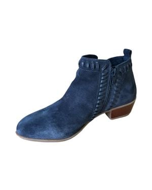 Diba True Later Gater Whipstitch Detail Suede Booties - Blue