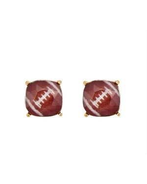 Wholesale Accessory Market Football Cushion Stud Earrings - Red