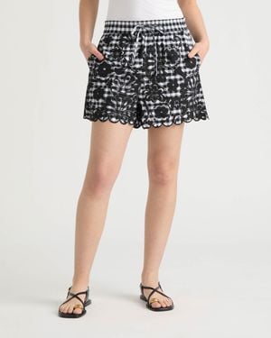 NVLT Gingham Scallop Hem Short - Black