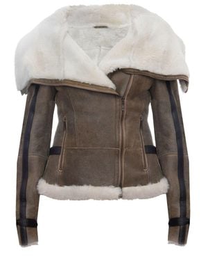 Infinity Leather Merino Sheepskin Aviator Leather Jacket-Petworth - Brown