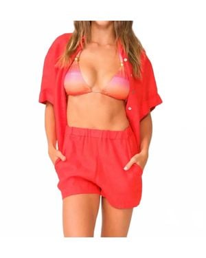 PQ Swim Linen Pull-On Shorts - Red