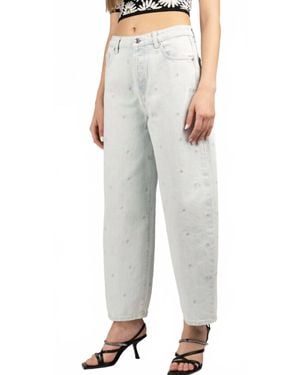 BOSS Gimine Eide Leg Relaxed Fit Embroidered Jeans - White