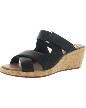Clarks Un Plaza Leather Slip On Slide Sandals - Black