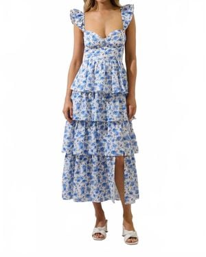 Sugarlips Covina Tiered Midi Dress - Blue