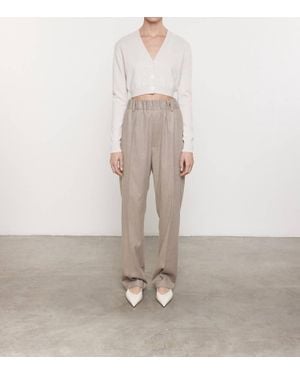 Enza Costa Cashmere Cropped V-Neck Cardigan - Natural