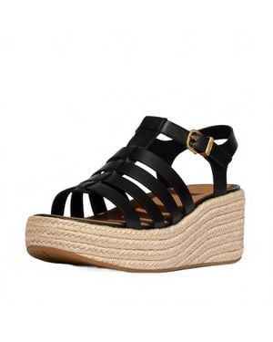 Fitflop Platforms Espadrille Fisherman Wedge Sandals - Black