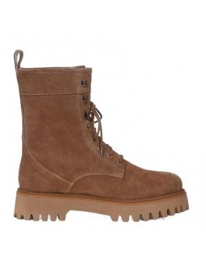 Saint G. Anastasia Leather Lace Up High Ankle Boots - Brown