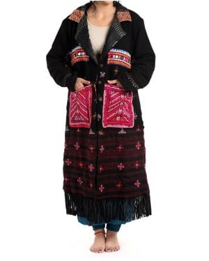 StandAwt Hand-Embroidered Patches Merino Wool Coat