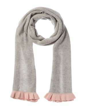 Hannah Rose Contrast Ruffle Edges Rib Scarf - Gray