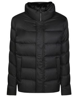 Herno High Collar Puffer Jacket With Quilted Design - Black