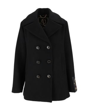 Sealup Sibilla Wool-Blend Double-Breasted Peacoat - Black