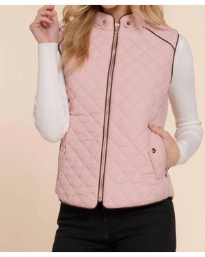 Active Basic Quilted Ribbed Side Detail Vest - Pink