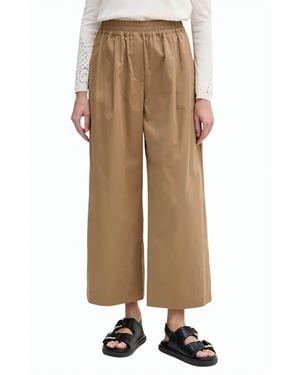 Weekend Pure Cotton Satin Elastic Waist Pants - Natural
