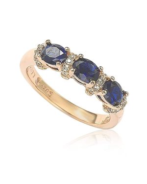 Suzy Levian Rose Sterling Natural Sapphire And Diamond Accent Half Band - Blue