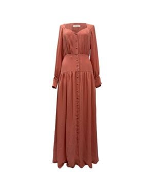 Iris & Ink Becky Pleated Crepe Maxi Dress - Red