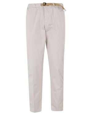 White Sand Pebble Drawstring Elastic Waistband Cotton-Blend Straight-Leg Pants - Gray