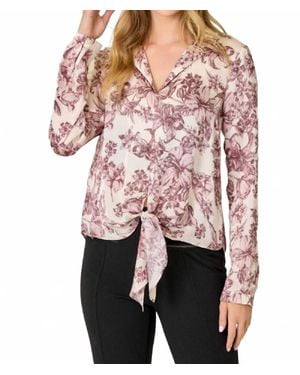 Mystree Satin & Sweet Tie Front Blouse - Pink