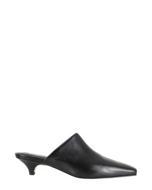 Giampaolo Viozzi Pointed-Toe Kitten Heel Nappa Leather Mules - Black