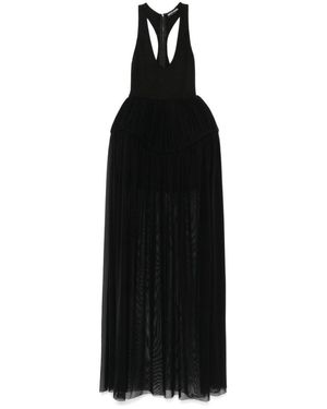 David Koma Asymmetric Evening Dress With Tulle Insert in
