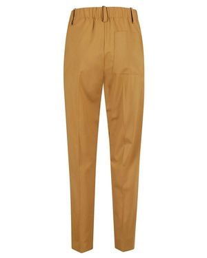 Alysi High-Waisted Caramel Pants With Elasticated Waistband - Natural