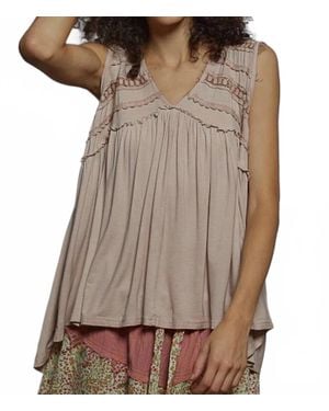 Pol Loose Fit Babydoll Top - Brown