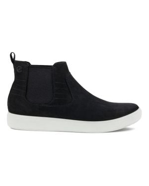 Ecco Soft Classic Boots Nubuck Leather Ankle Chelsea Jobb576 - Black