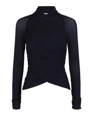 Ferragamo Ruched Long-Sleeve Top - Blue