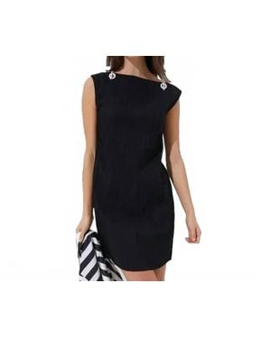 Etcetera Nautical Plisse Jacquard T-Shirt Dress - Black