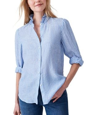 J.McLaughlin J. Mclaughlin Julian Stripe Linen Blouse - Blue
