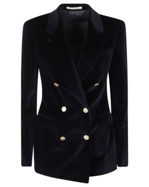 Tagliatore Double-Breasted Jacket With Notched Lapels And Buttons - Black