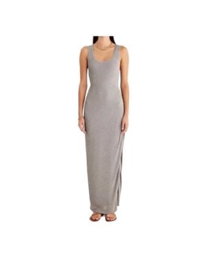 RUMER Rosa Rib Cut Out Maxi Dress - Gray