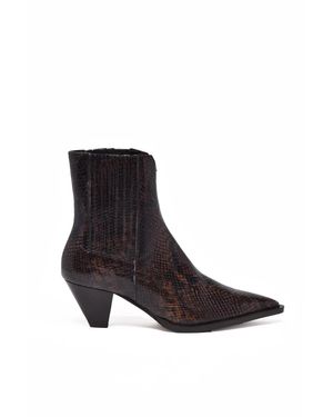 Guglielmo Rotta Leather Texan Ankle Boots - Black