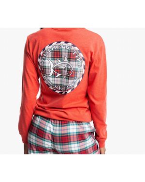 A Southern Lifestyle Co. Long Sleeve Plaid Skipjack Tee - Red