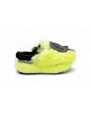 Hogan Fur-Trimmed Lace-Up Slip-On Sneakers - Yellow