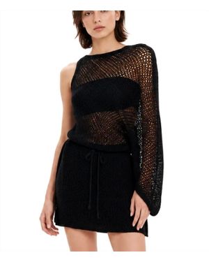 Kourbela Mind And Matter Asymmetrical Knitted Mini Dress - Black