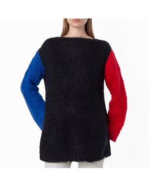 Ferragamo Ferragamo Colorblock Wool-Blend Knit Sweater - Blue