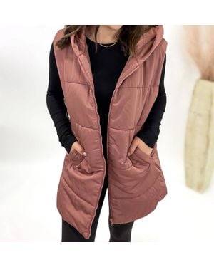 Staccato Long Puffer Vest - Pink