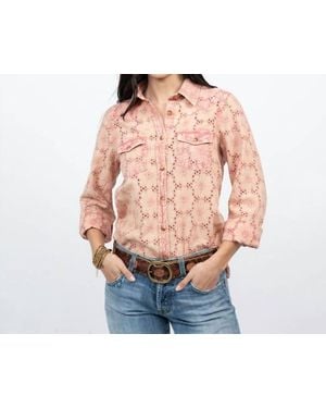 Ivy Jane Eyelet Washed Snap Shirt - Pink