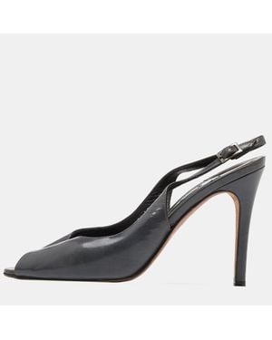 Gina Leather Open Toe Slingback Sandals - Black