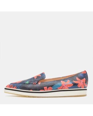 Nicholas Kirkwood Floral Print Leather Alona Smoking Slipper - Blue