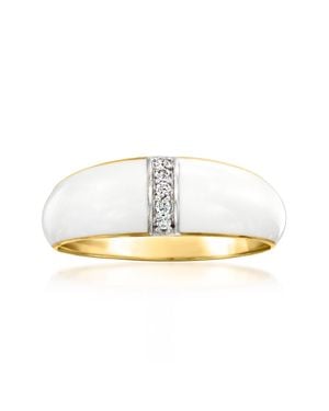 Ross-Simons Enamel Dome Ring With Diamonds - White